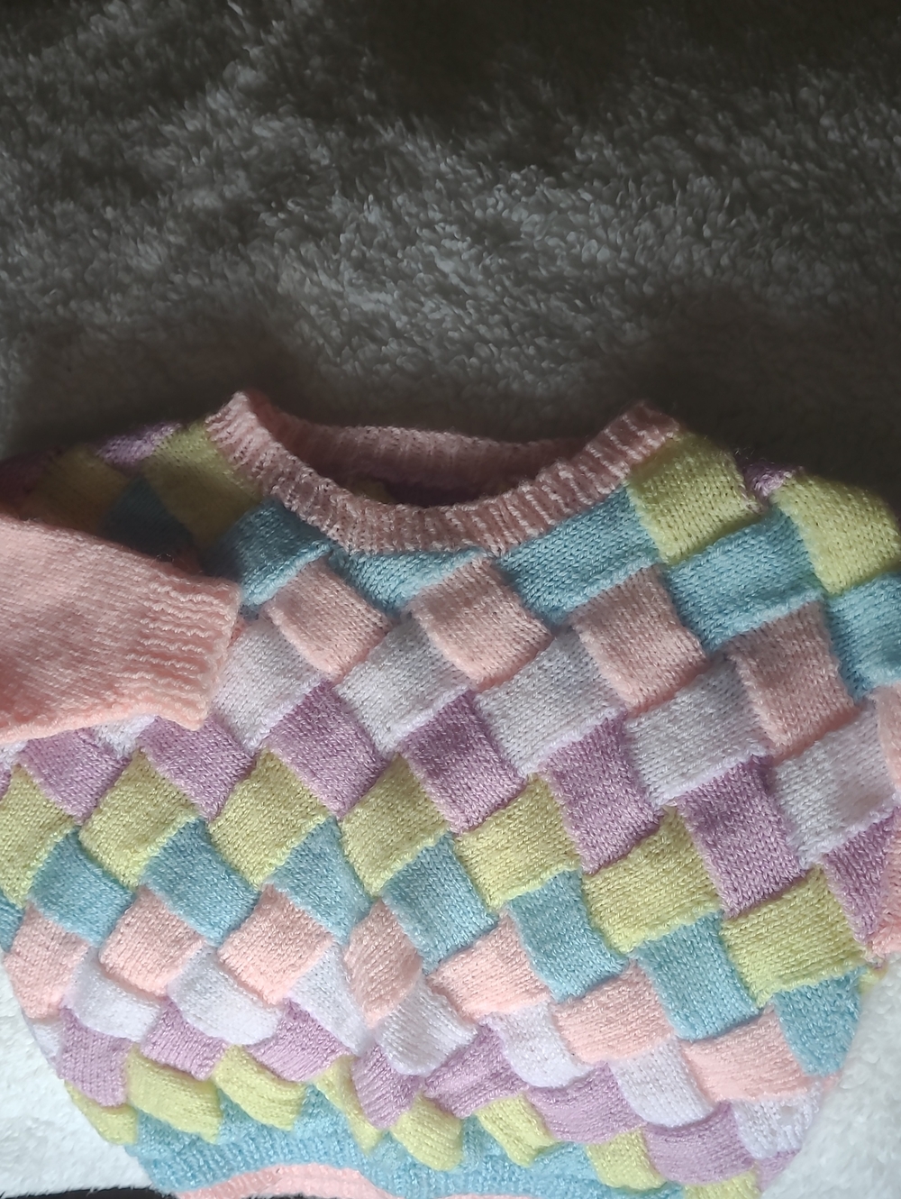 Kids Pastel Basketweave Sweater - Multicolor Pastels